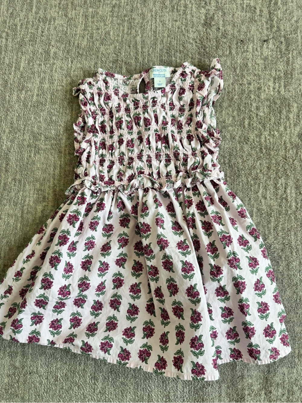 Crewcuts Pink Floral Smocked Cotton Dress